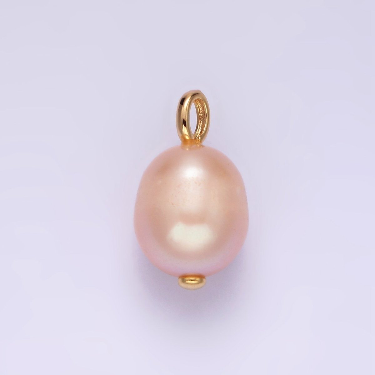 14K Gold Filled Pink Peach Freshwater Pearl Button Drop Pendant | P1650 - DLUXCA