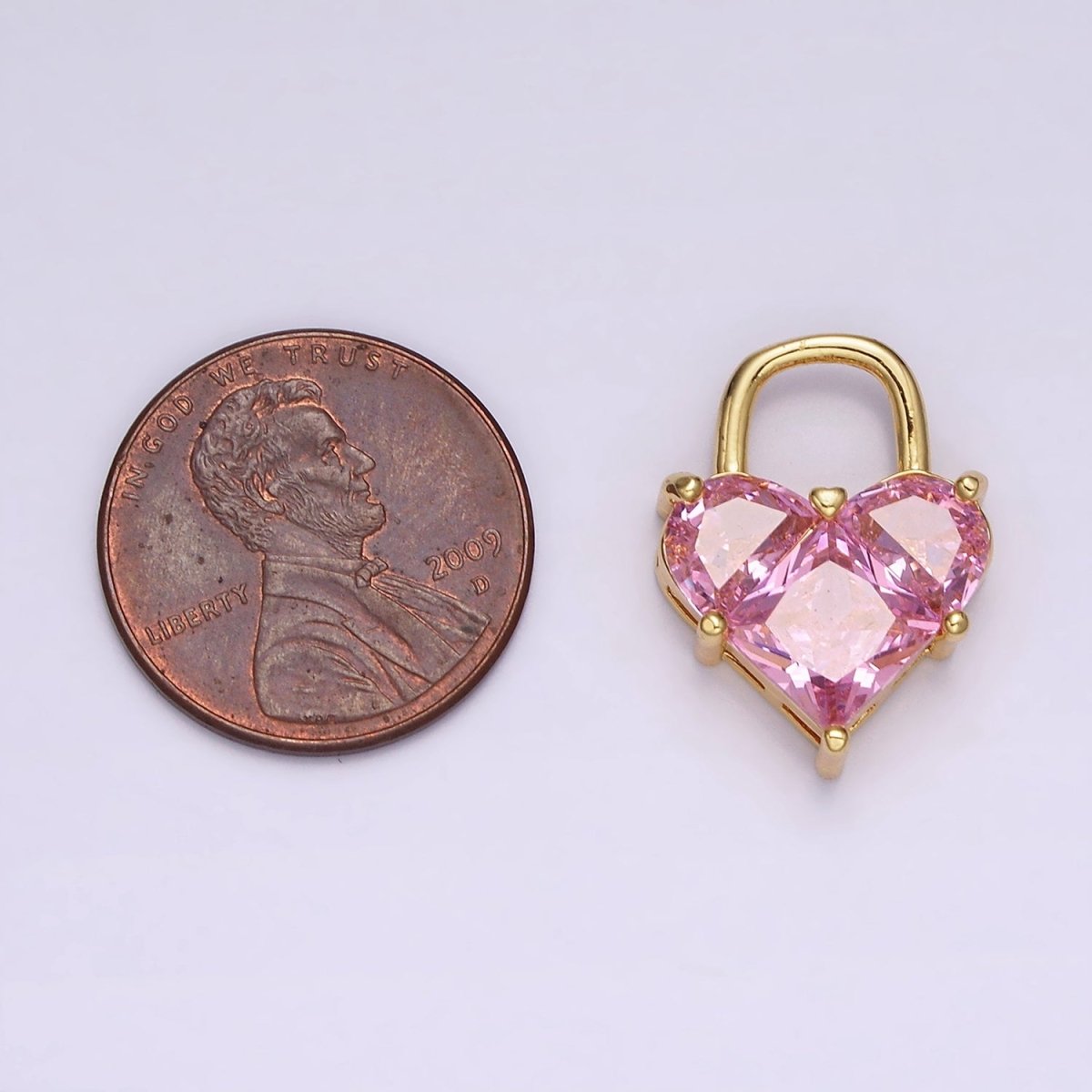 14K Gold Filled Pink Pixelated Heart Locket Charm in Gold & Silver | AG-286 AG-287 - DLUXCA