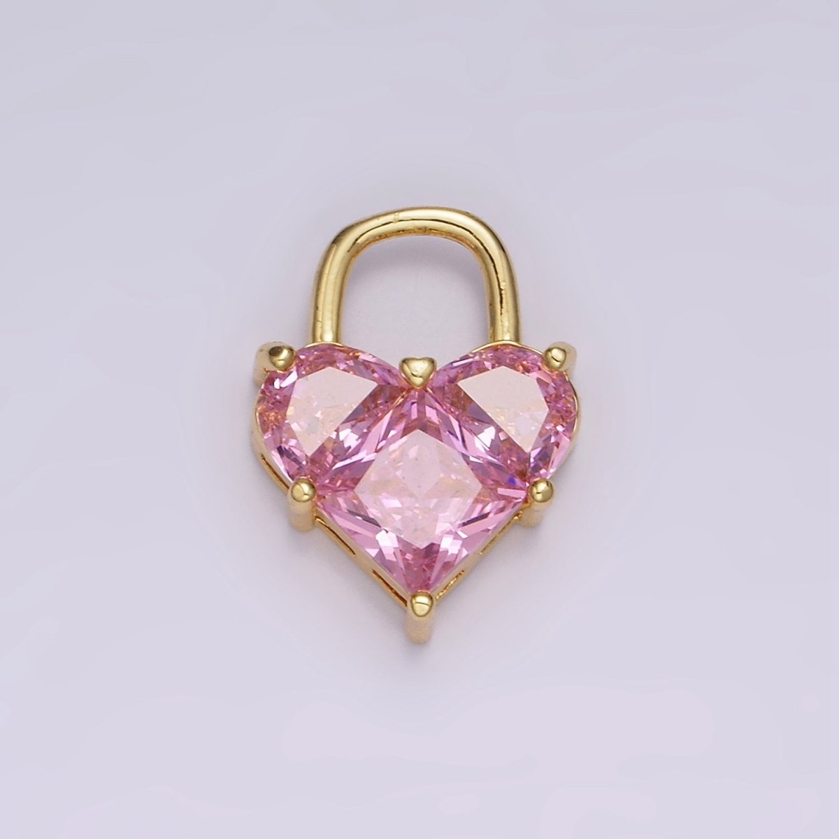 14K Gold Filled Pink Pixelated Heart Locket Charm in Gold & Silver | AG-286 AG-287 - DLUXCA