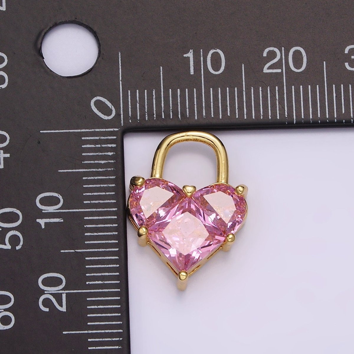 14K Gold Filled Pink Pixelated Heart Locket Charm in Gold & Silver | AG-286 AG-287 - DLUXCA