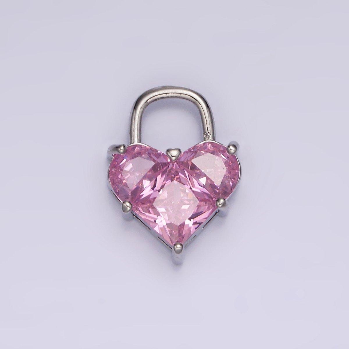 14K Gold Filled Pink Pixelated Heart Locket Charm in Gold & Silver | AG-286 AG-287 - DLUXCA