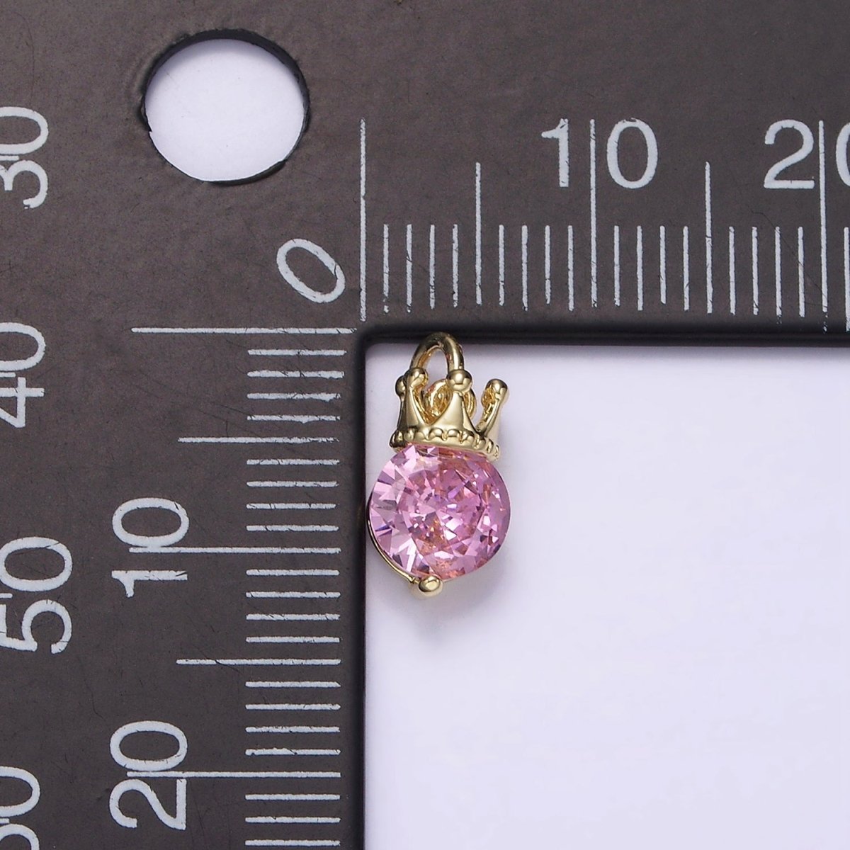 14K Gold Filled Pink, Purple, Clear Round CZ Crown Add-On Charm | AG238 - AG240 - DLUXCA