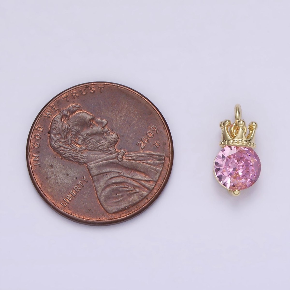 14K Gold Filled Pink, Purple, Clear Round CZ Crown Add-On Charm | AG238 - AG240 - DLUXCA