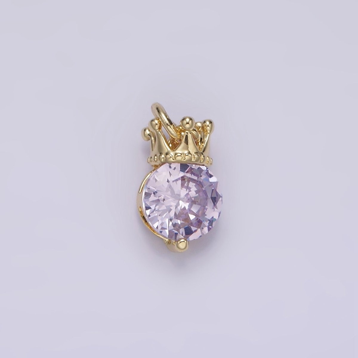 14K Gold Filled Pink, Purple, Clear Round CZ Crown Add-On Charm | AG238 - AG240 - DLUXCA