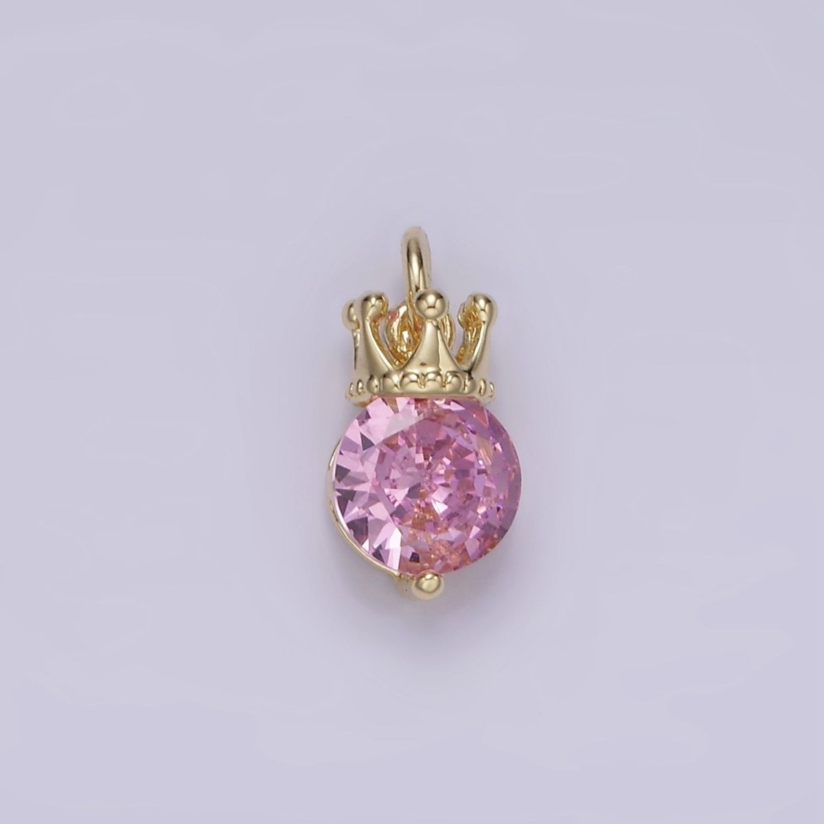 14K Gold Filled Pink, Purple, Clear Round CZ Crown Add-On Charm | AG238 - AG240 - DLUXCA