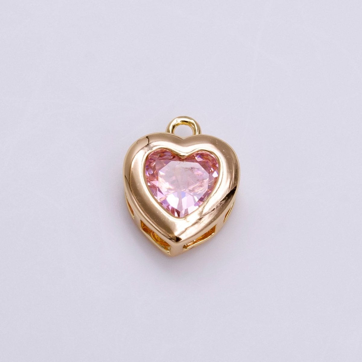 14K Gold Filled Pink, Purple CZ Heart Framed Add-On Mini Charm in Gold & Silver | C-655 ,C-662,C-665,C-680 - DLUXCA