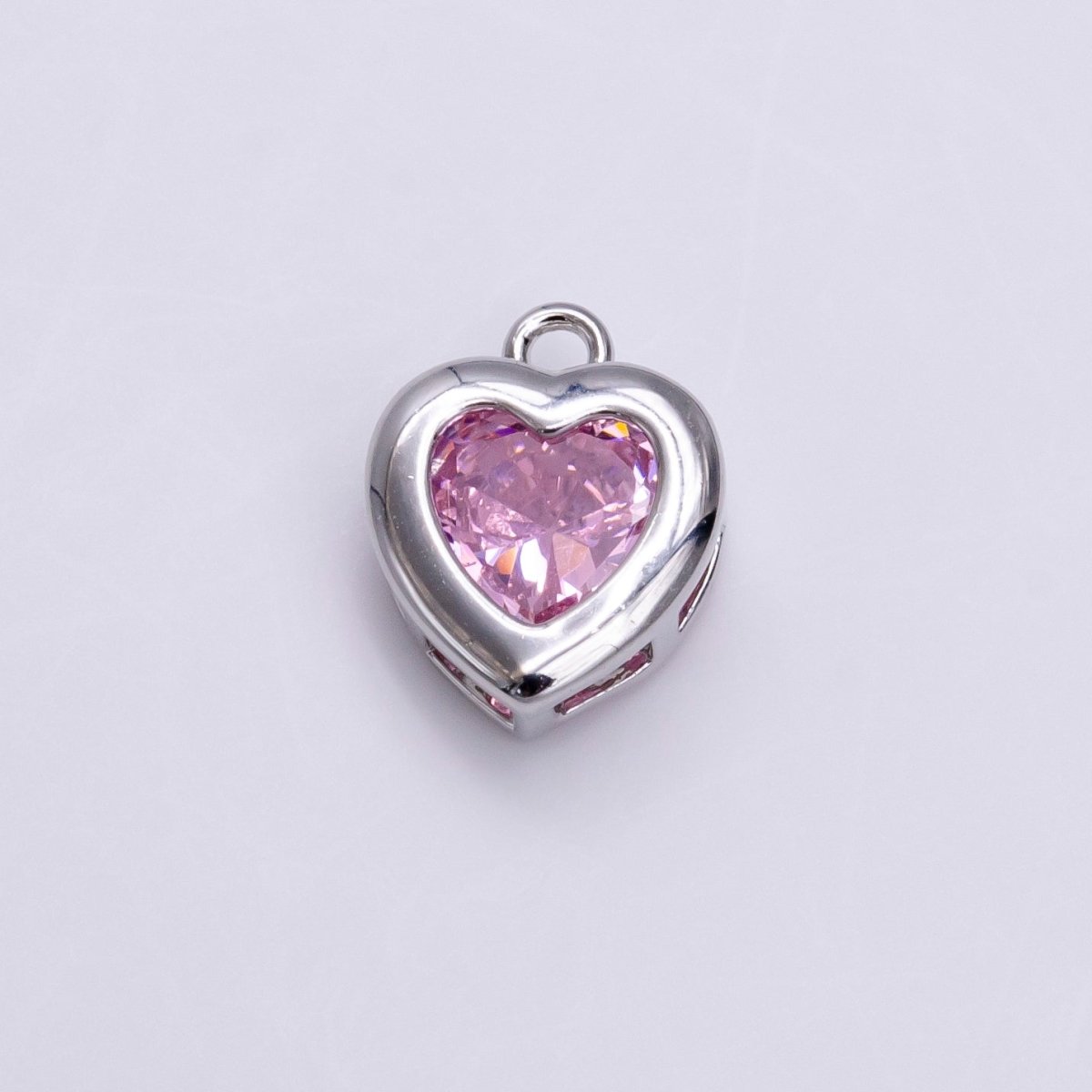 14K Gold Filled Pink, Purple CZ Heart Framed Add-On Mini Charm in Gold & Silver | C-655 ,C-662,C-665,C-680 - DLUXCA