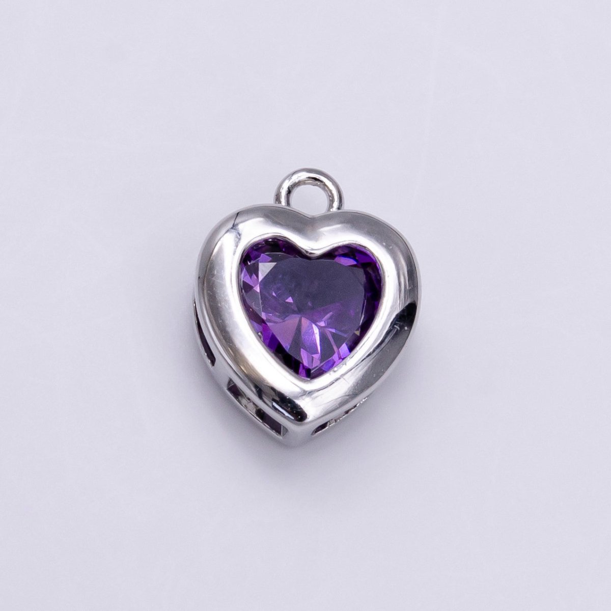 14K Gold Filled Pink, Purple CZ Heart Framed Add-On Mini Charm in Gold & Silver | C-655 ,C-662,C-665,C-680 - DLUXCA