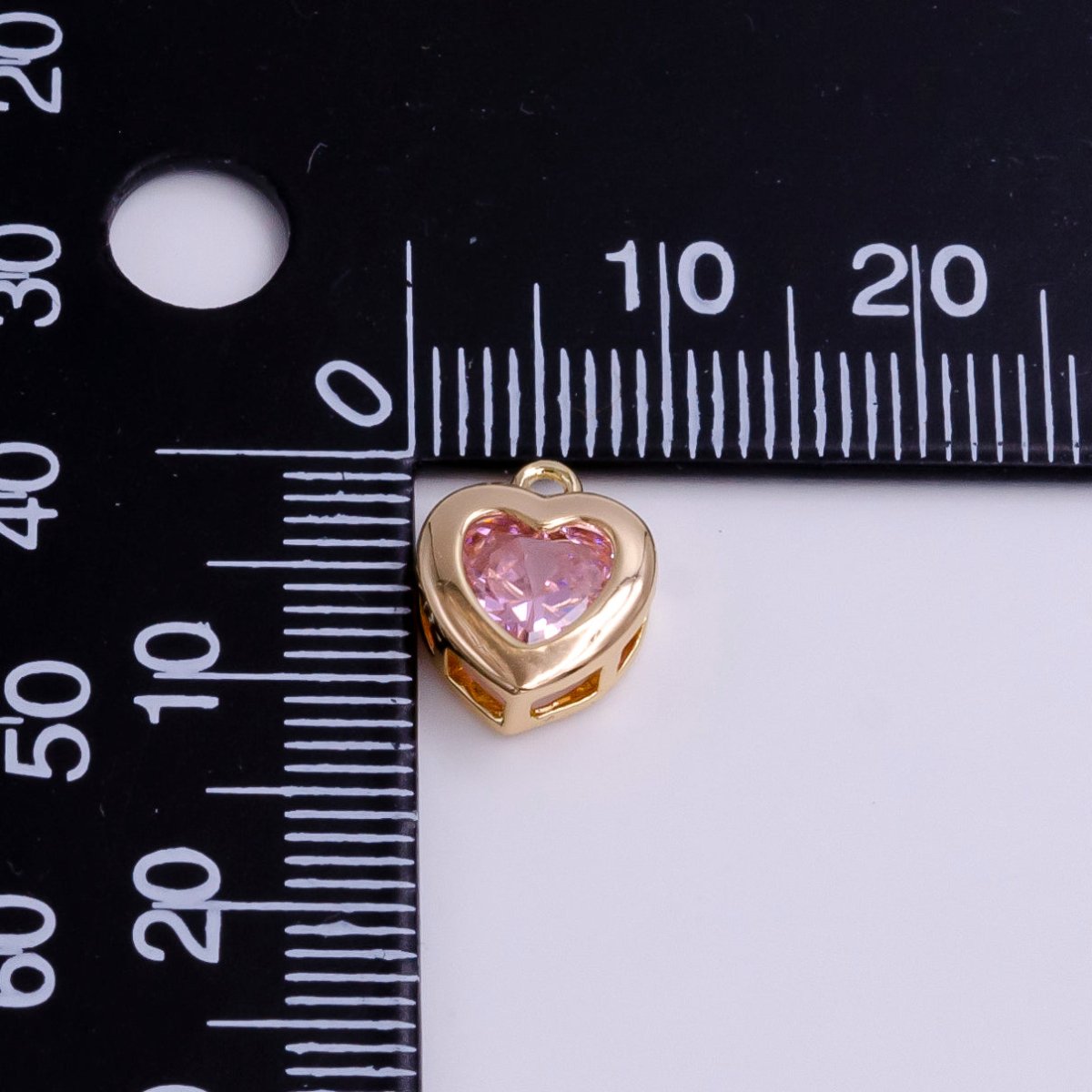 14K Gold Filled Pink, Purple CZ Heart Framed Add-On Mini Charm in Gold & Silver | C-655 ,C-662,C-665,C-680 - DLUXCA