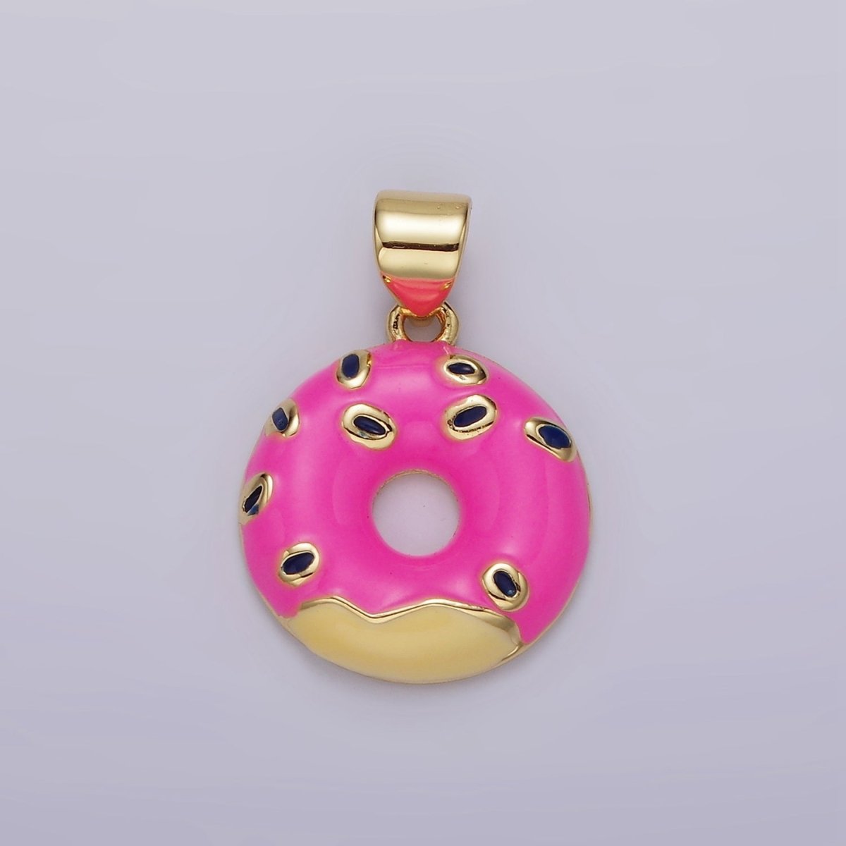 14K Gold Filled Pink Sprinkle Donut Enamel Pendant | AH080 - DLUXCA