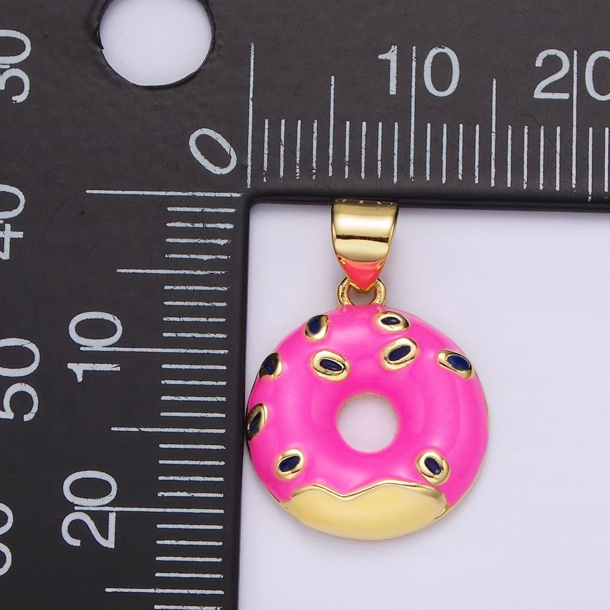 14K Gold Filled Pink Sprinkle Donut Enamel Pendant | AH080 - DLUXCA