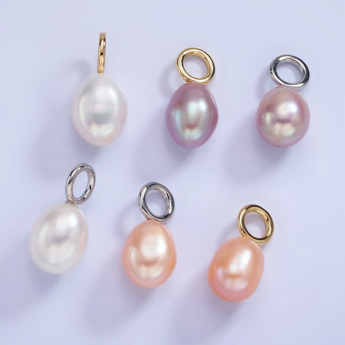 14K Gold Filled Pink, White, Purple Oval Freshwater Pearl Drop Pendant | P1675 - P1677 - DLUXCA