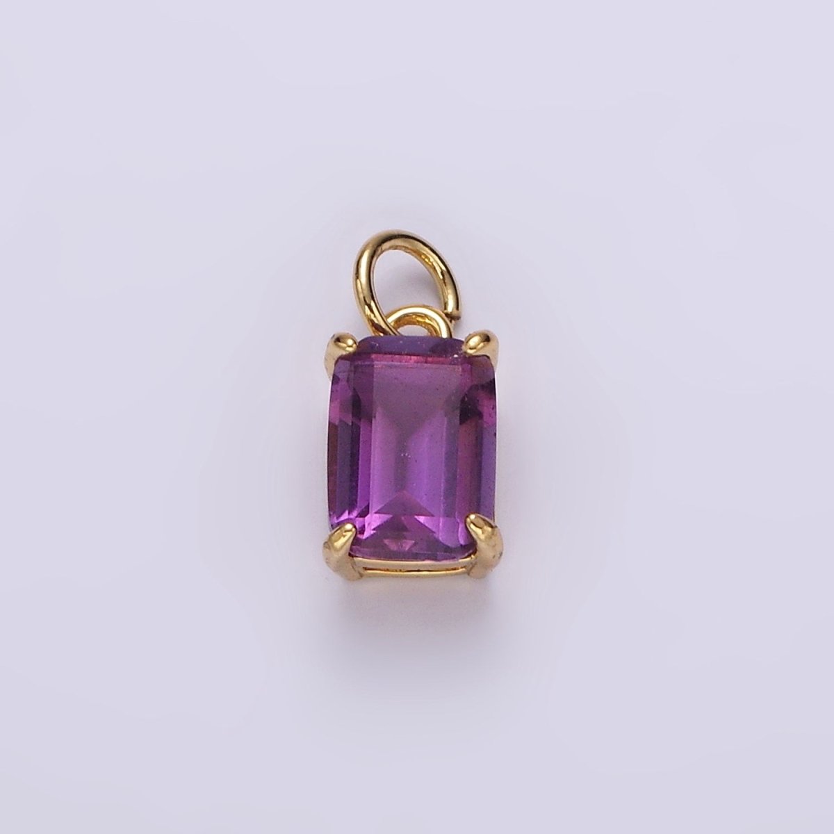 14K Gold Filled Purple Amethyst Baguette Bezel Charm | AG444 - DLUXCA