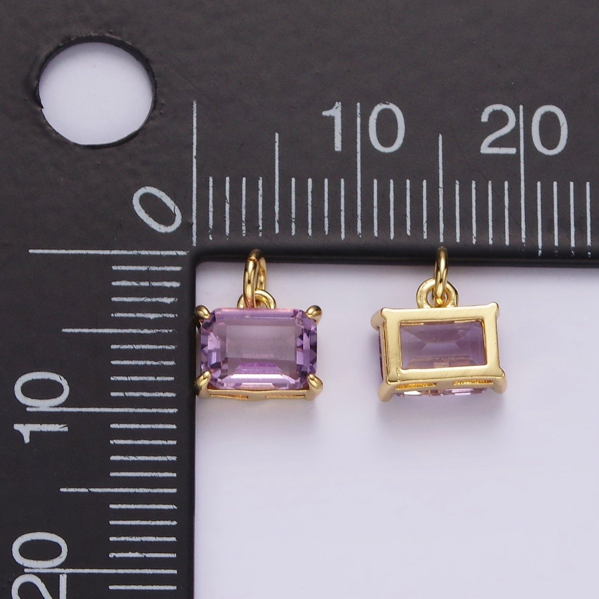 14K Gold Filled Purple Baguette CZ Bezel Add-On Charm | AC728 - DLUXCA