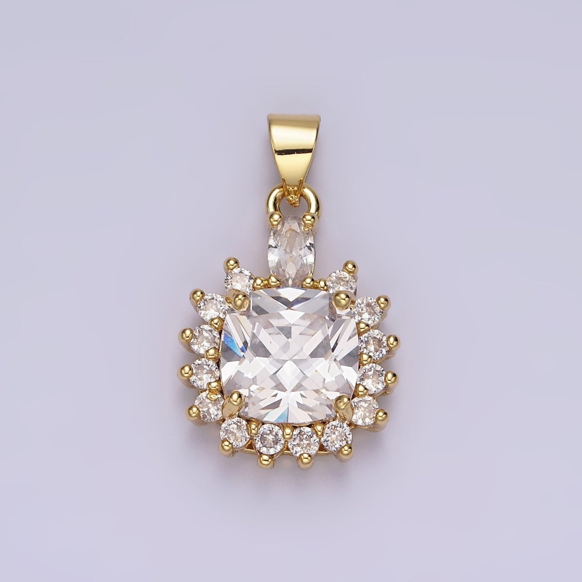 14K Gold Filled Purple, Clear, Pink Square Round CZ Pendant | AA656 - AA658 - DLUXCA