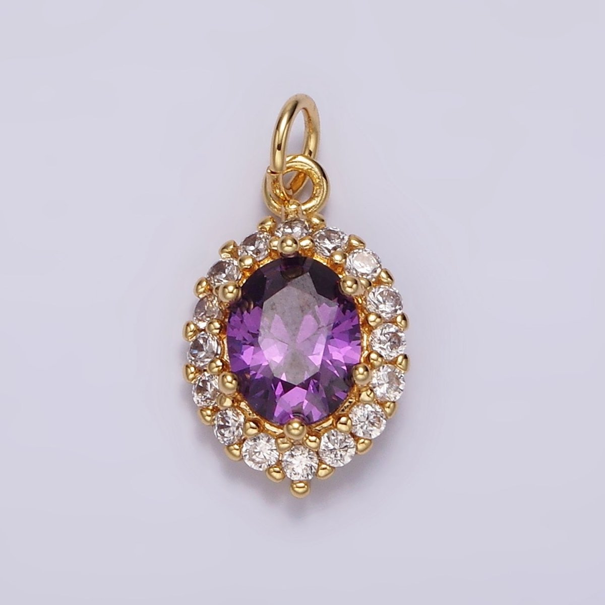 14K Gold Filled Purple CZ Micro Paved Oval Add-On Charm | AG498 - DLUXCA