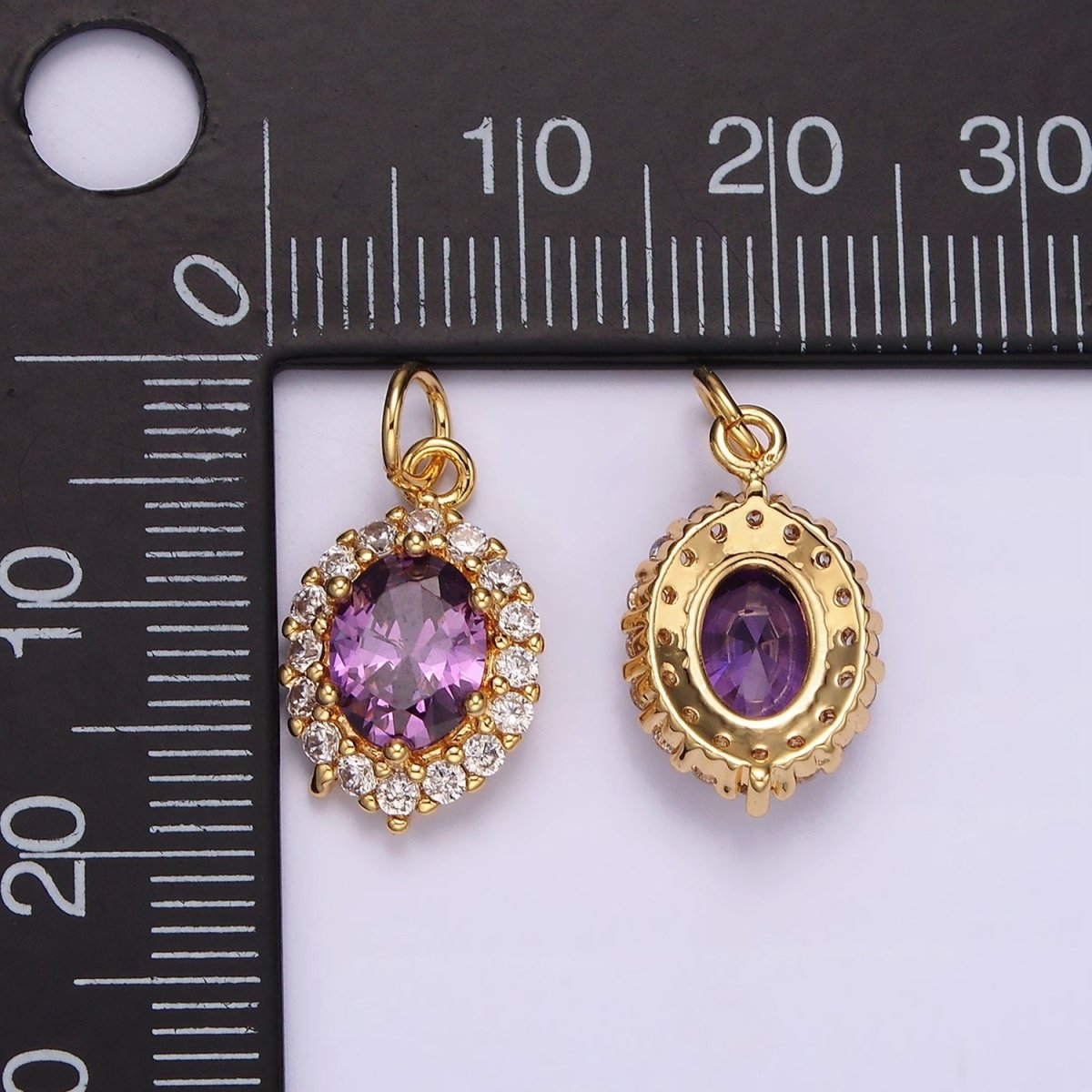 14K Gold Filled Purple CZ Micro Paved Oval Add-On Charm | AG498 - DLUXCA