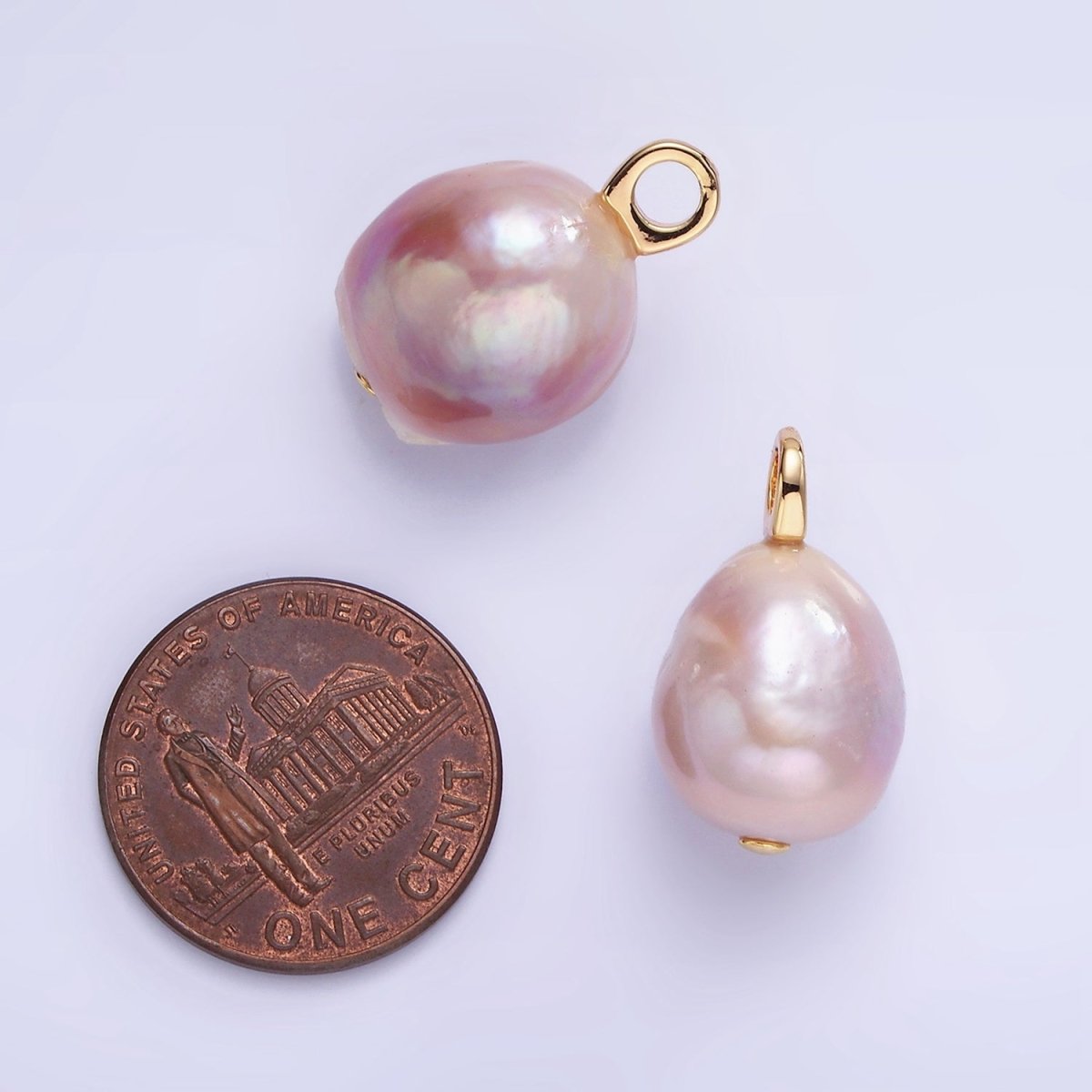 14K Gold Filled Purple Freshwater Pearl Oval Drop Pendant | P1686 - DLUXCA