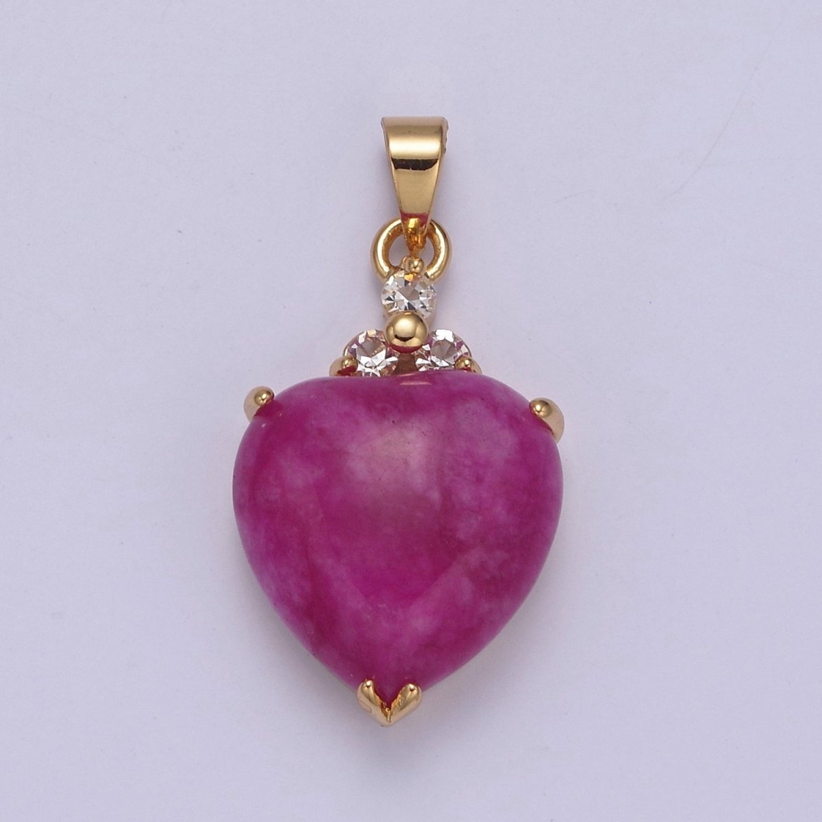 14k Gold Filled Purple Jade Heart Pendant Puffy Heart Charm W-638 W-639 - DLUXCA