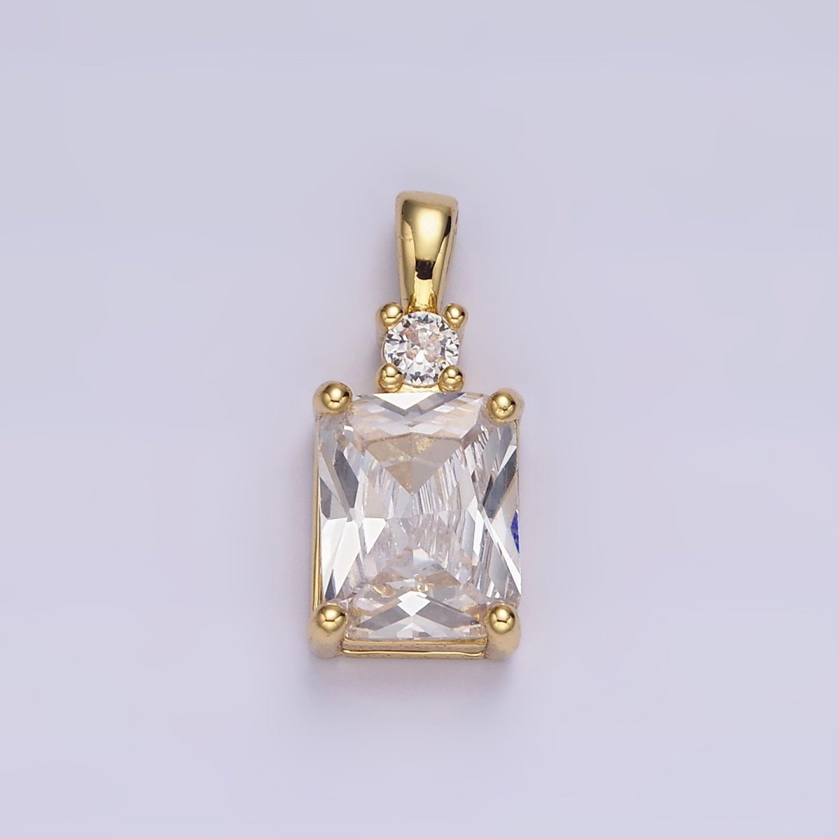 14K Gold Filled Purple, Pink, Clear Baguette Square CZ Pendant | AA659 - AA661 - DLUXCA