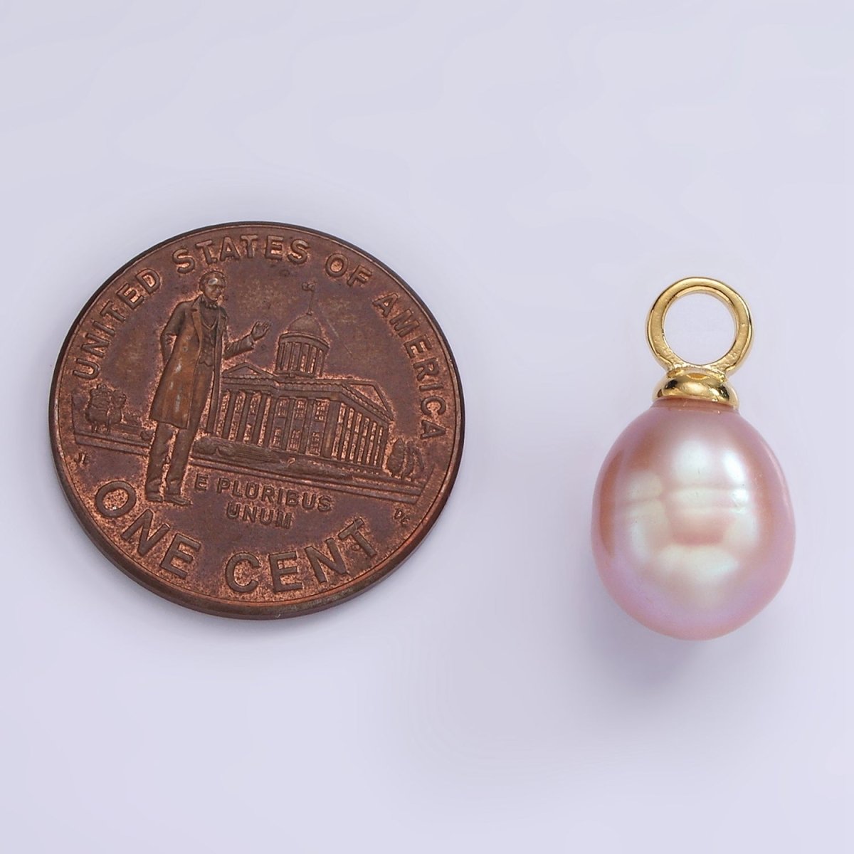 14K Gold Filled Purple, Pink Freshwater Pearl Button Drop Pendant | P1661 - DLUXCA