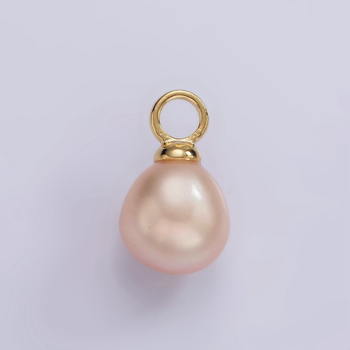 14K Gold Filled Purple, Pink Freshwater Pearl Button Drop Pendant | P1661 - DLUXCA