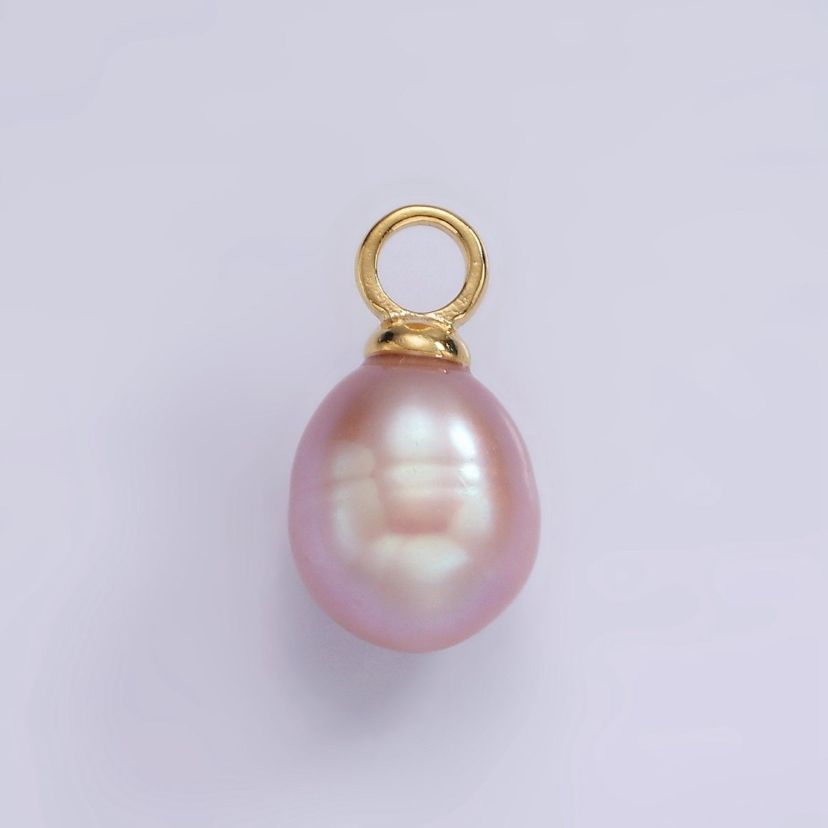 14K Gold Filled Purple, Pink Freshwater Pearl Button Drop Pendant | P1661 - DLUXCA