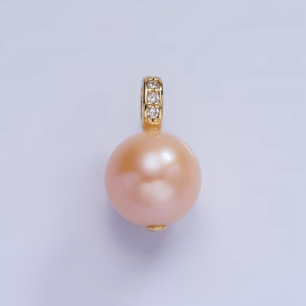 14K Gold Filled Purple, Pink Freshwater Pearl Button Micro Paved CZ Bail Pendant | P1721 P1722 - DLUXCA