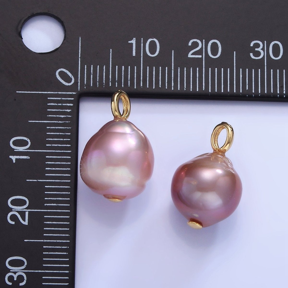 14K Gold Filled Purple Ringed Freshwater Pearl Button Drop Pendant | P1738 - DLUXCA
