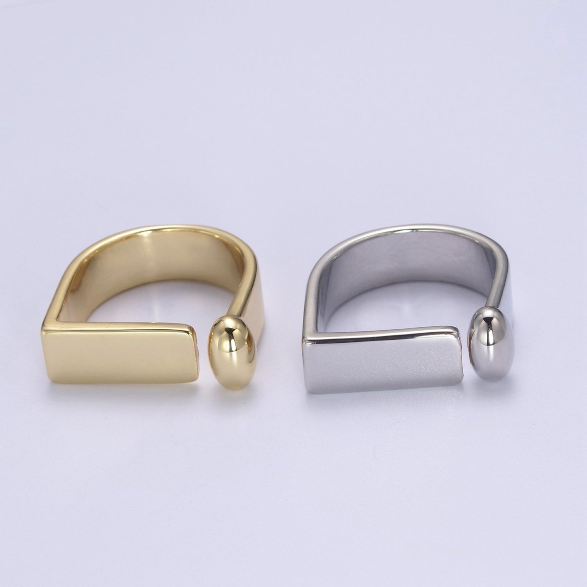 14k Gold Filled Rectangle Signet Ring, Gold Signet Ring, Silver Ring, Rectangle Signet Wholesale Jewelry U-329 U-330 - DLUXCA