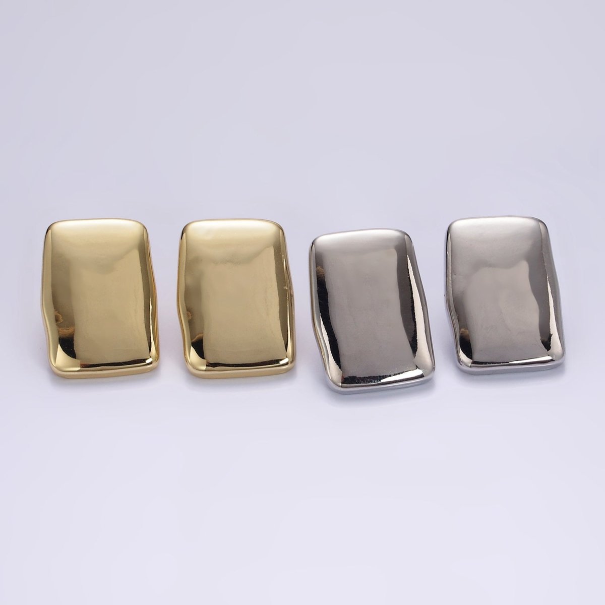 14K Gold Filled Rectangular Bar Stud Earrings in Gold & Silver | AE106 AE107 - DLUXCA