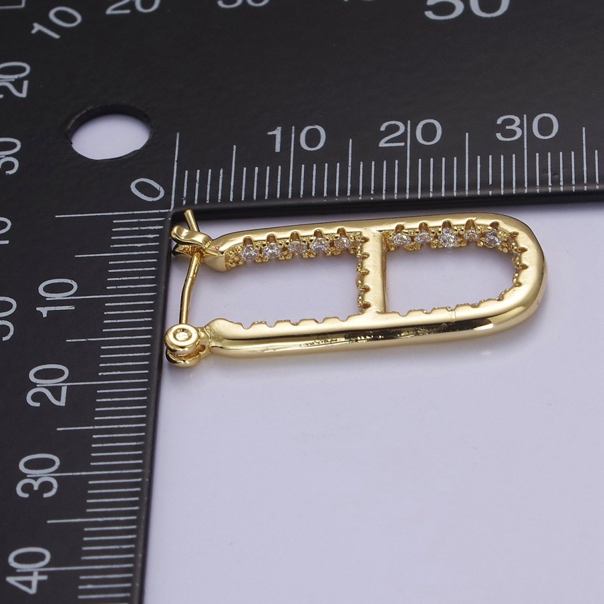 14k Gold Filled Rectangular Hoop Earring Chunky Gold CZ Oblong Hoop Earring Minimalist Rectangle Earring Silver Pill Earring Chunky Style Earring V-106 V-107 - DLUXCA