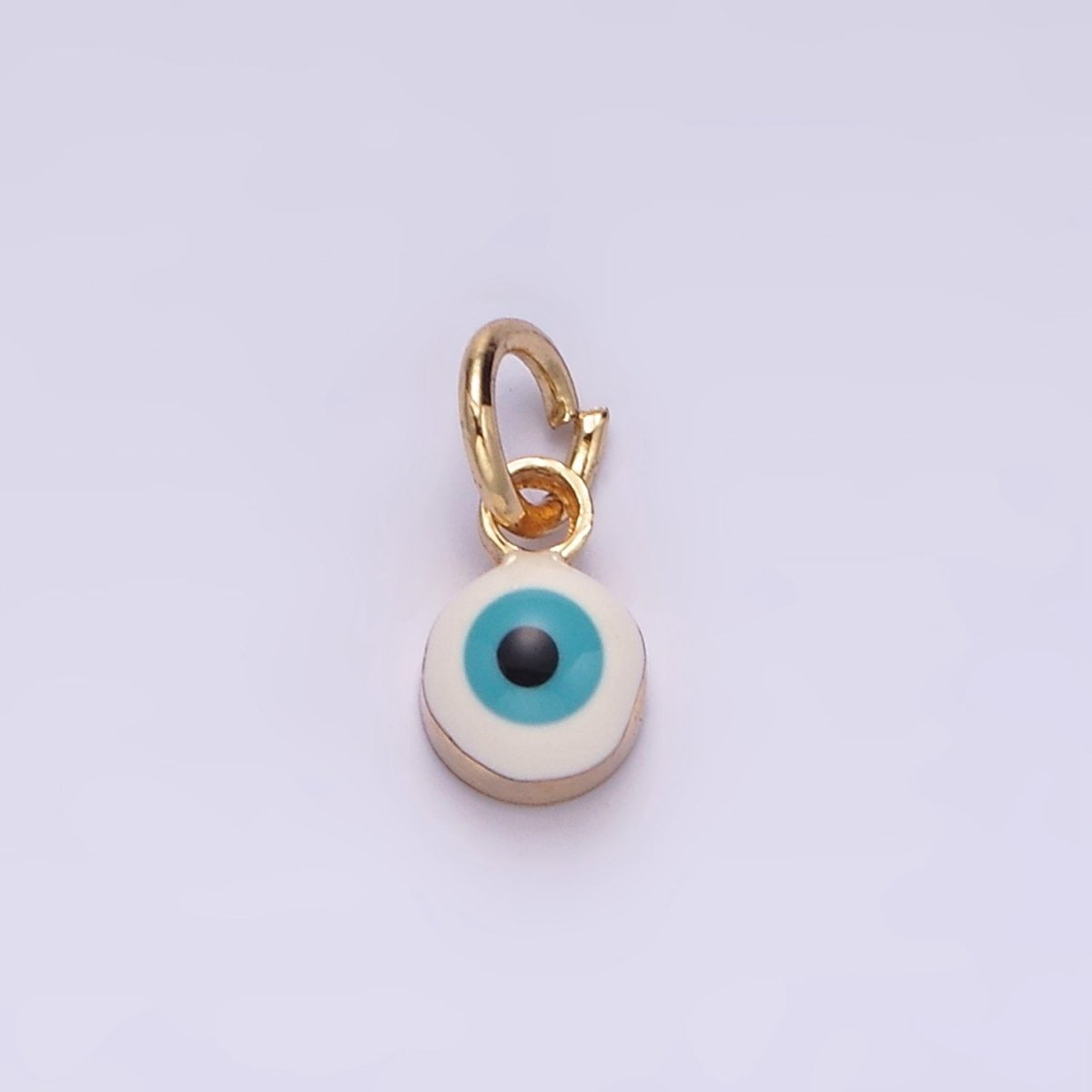 14K Gold Filled Red, Blue, White, Purple Evil Eye Enamel Round Add-On Charm | N1151 - N1154 - DLUXCA