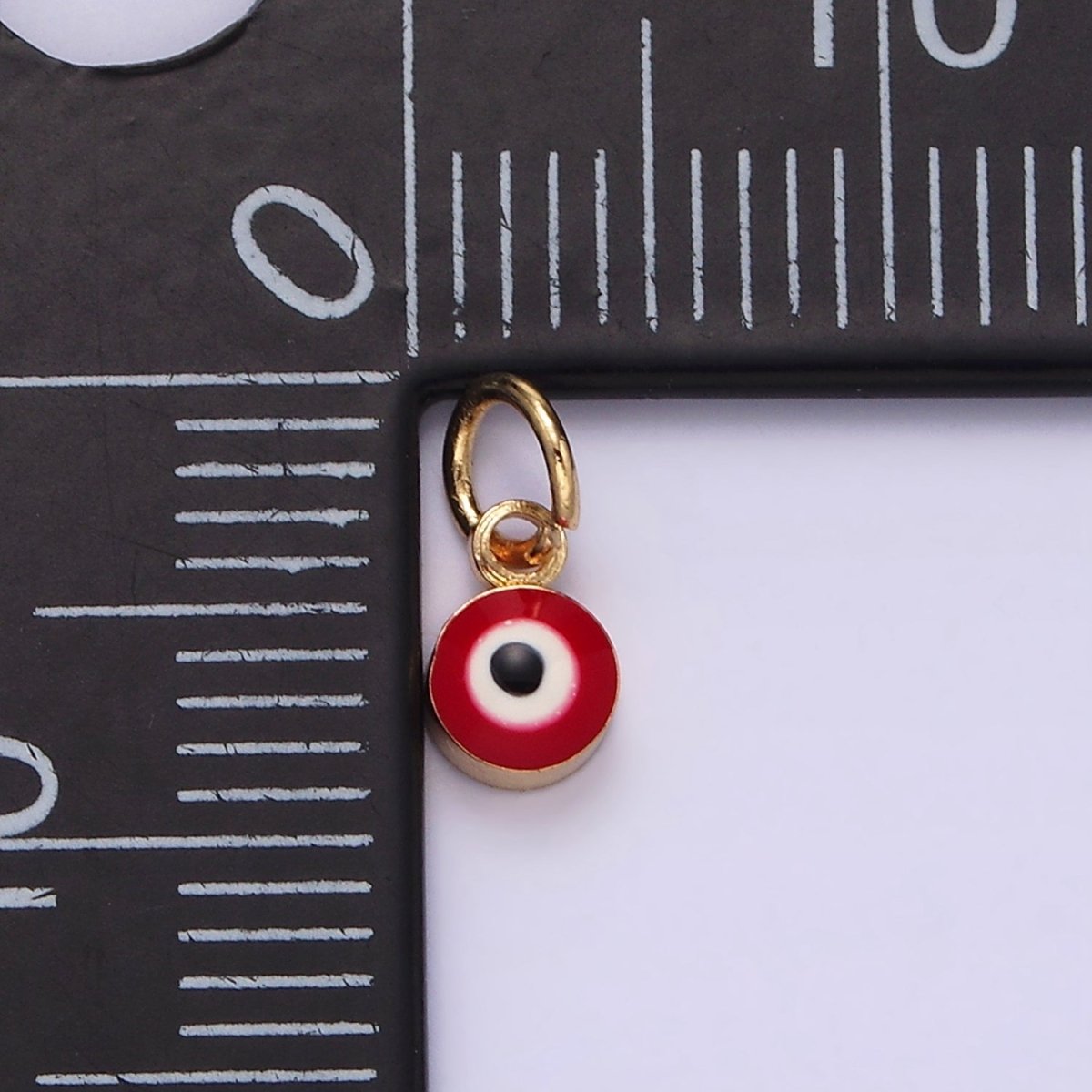 14K Gold Filled Red, Blue, White, Purple Evil Eye Enamel Round Add-On Charm | N1151 - N1154 - DLUXCA