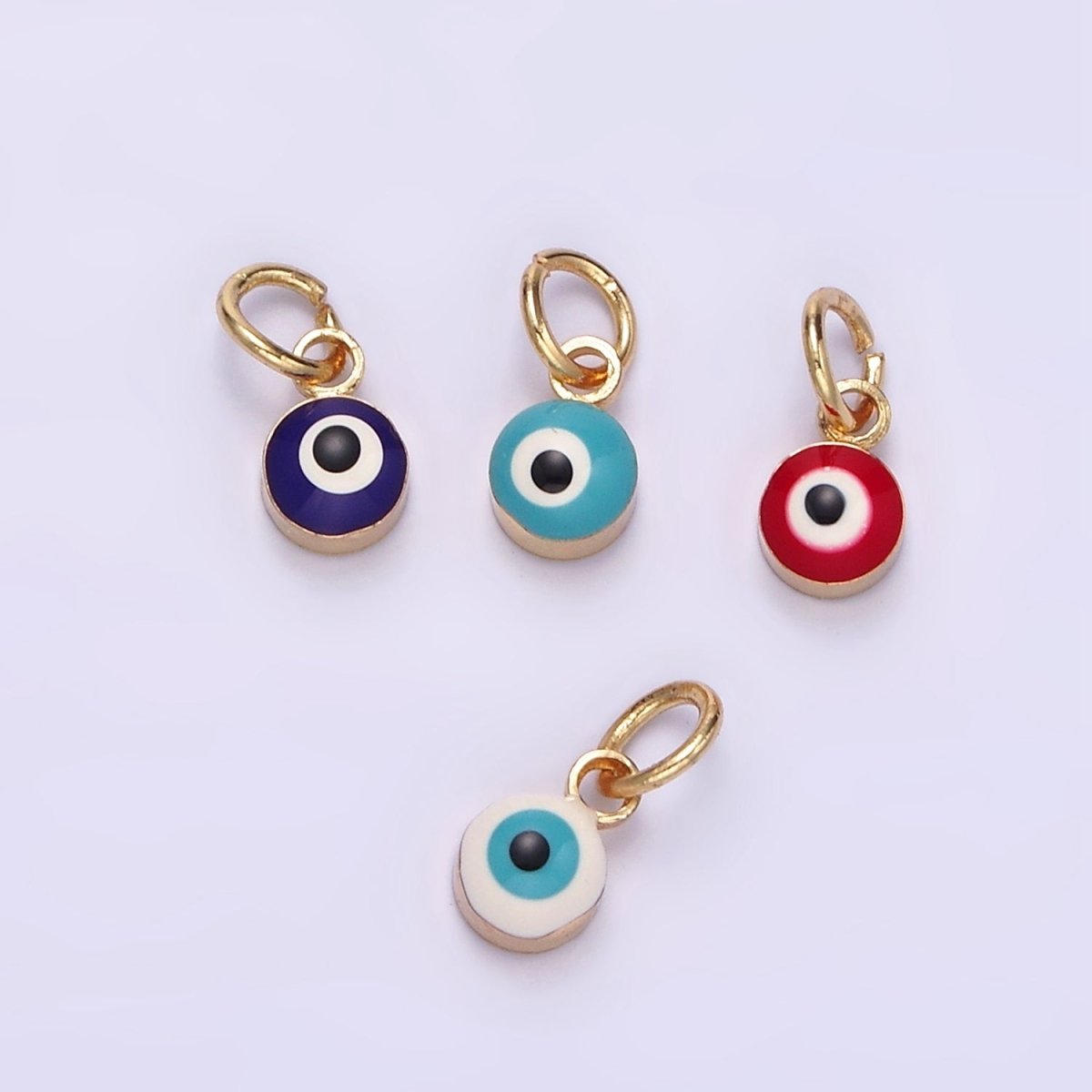 14K Gold Filled Red, Blue, White, Purple Evil Eye Enamel Round Add-On Charm | N1151 - N1154 - DLUXCA