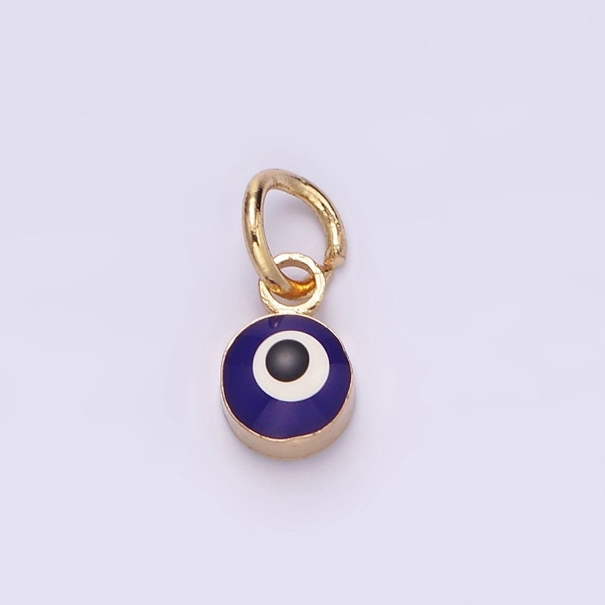 14K Gold Filled Red, Blue, White, Purple Evil Eye Enamel Round Add-On Charm | N1151 - N1154 - DLUXCA