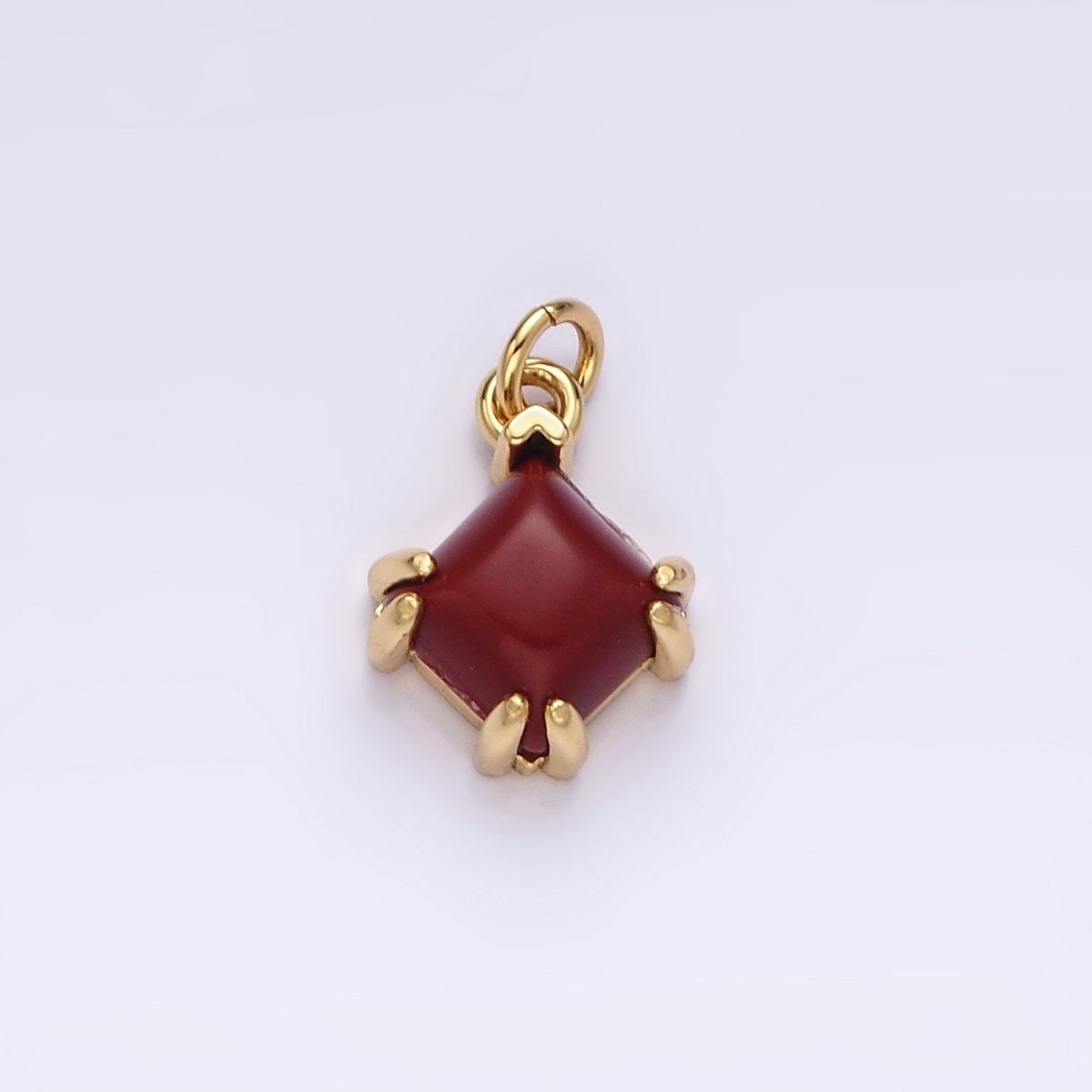 14K Gold Filled Red Carnelian Framed Rhombus Mini Charm | AC790 - DLUXCA