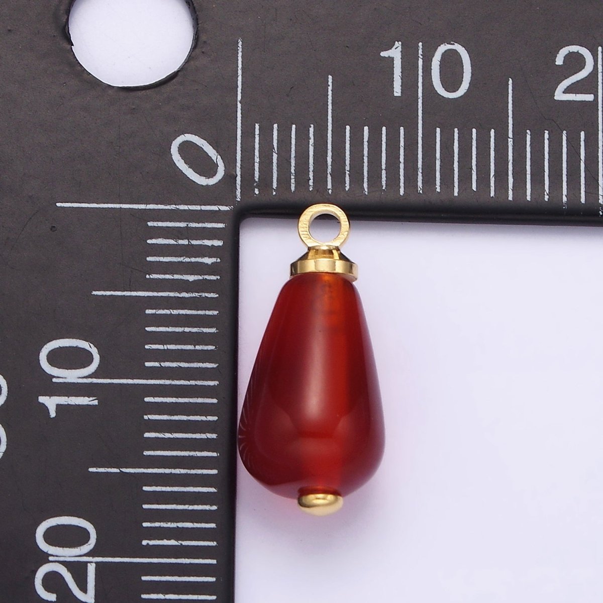 14K Gold Filled Red Carnelian Pomegranate Seed Charm | N1145 - DLUXCA