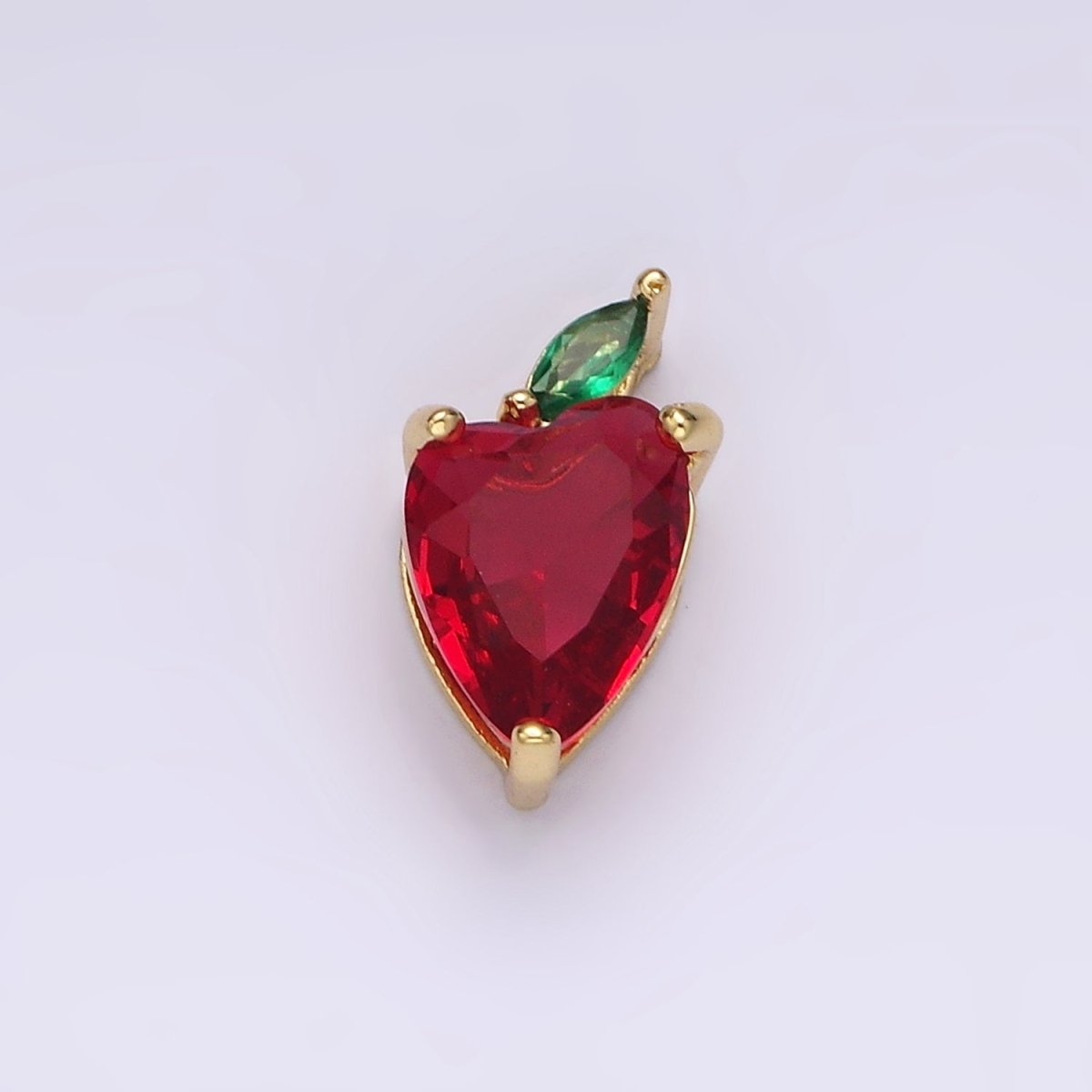 14K Gold Filled Red CZ Green Marquise Apple Fruit Add-On Charm | N1882 - DLUXCA