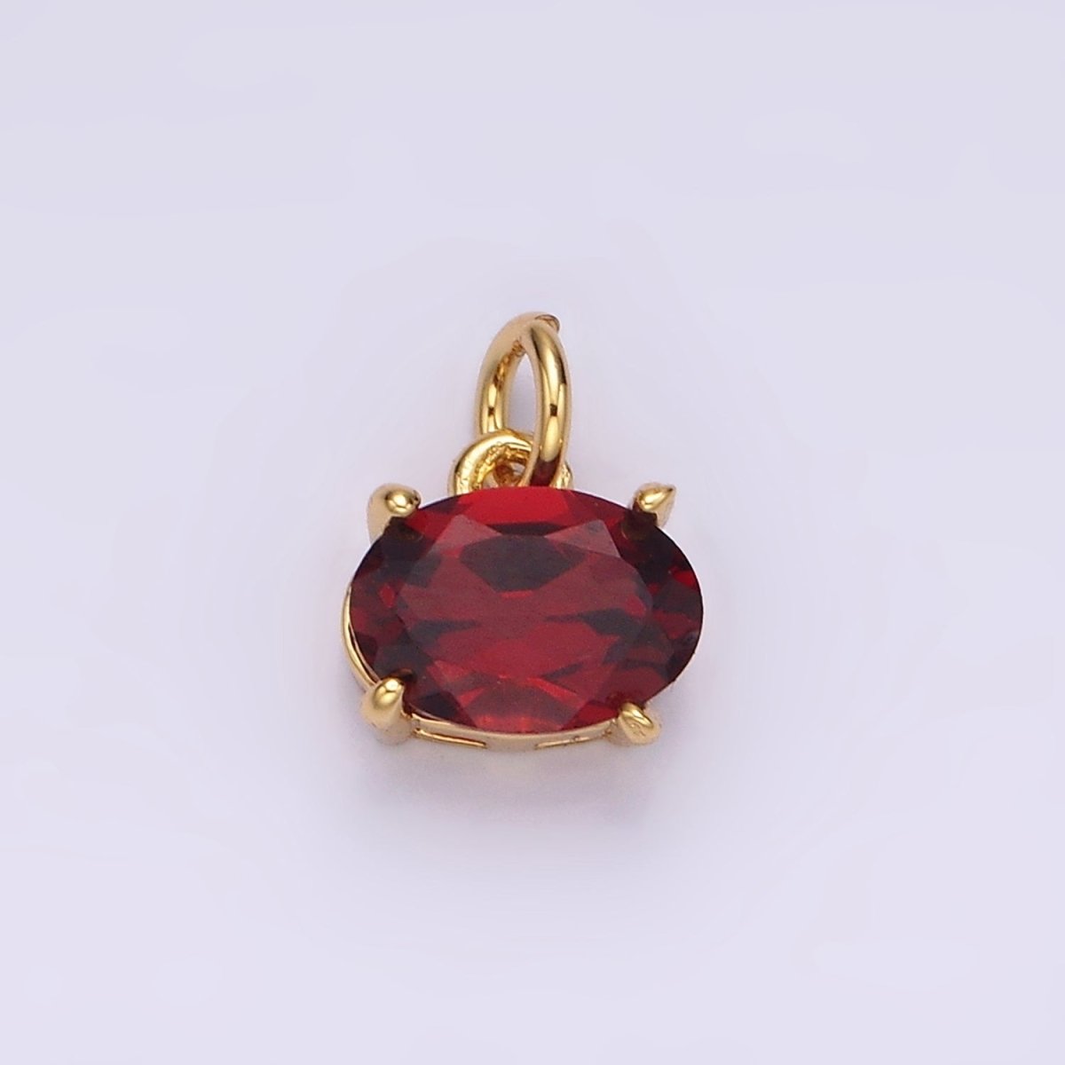 14K Gold Filled Red Garnet Oval Sideway Minimalist Add-On Charm | AC844 - DLUXCA