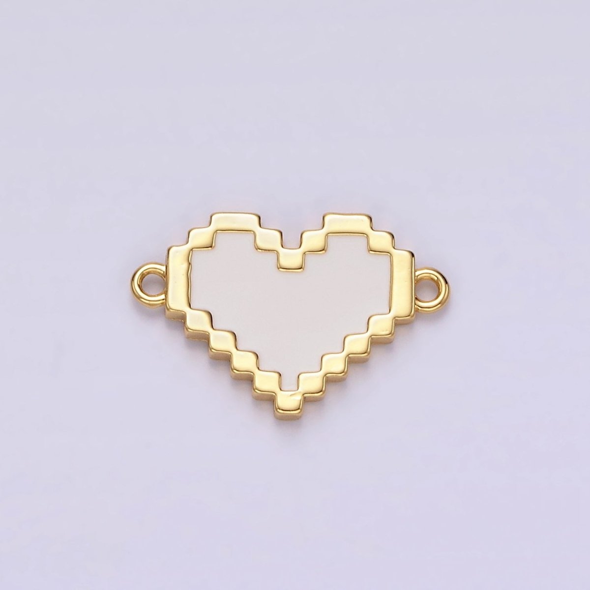 14K Gold Filled Red, White Enamel Pixelated Heart Connector | G-116 G-117 - DLUXCA