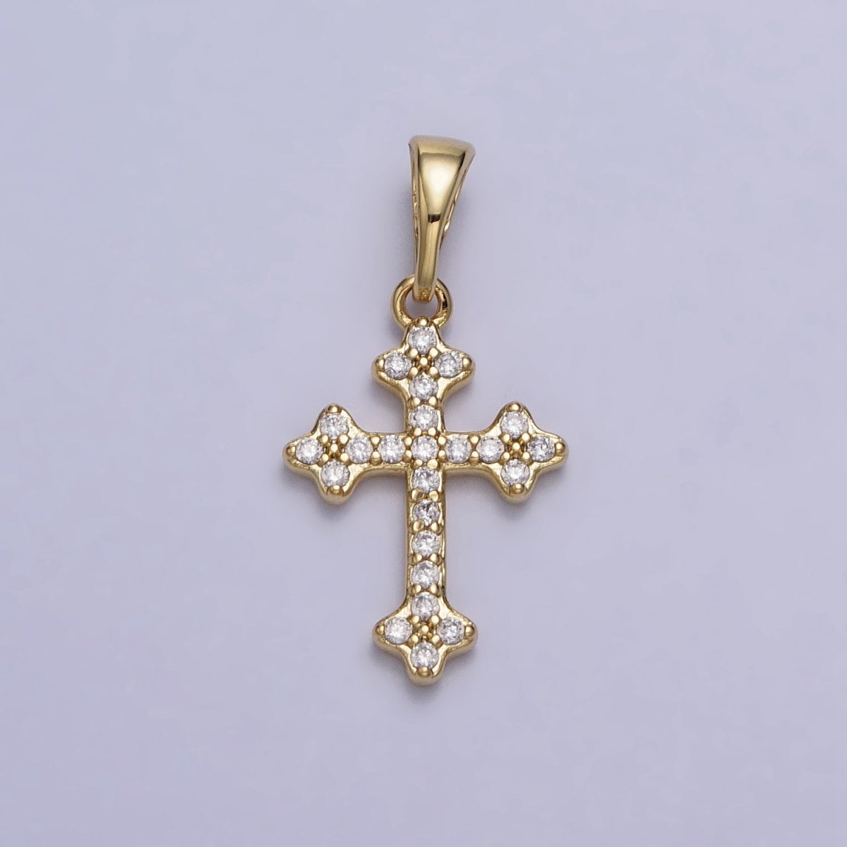 14K Gold Filled Religious Passion Cross Micro Paved CZ Pendant | AA037 - DLUXCA
