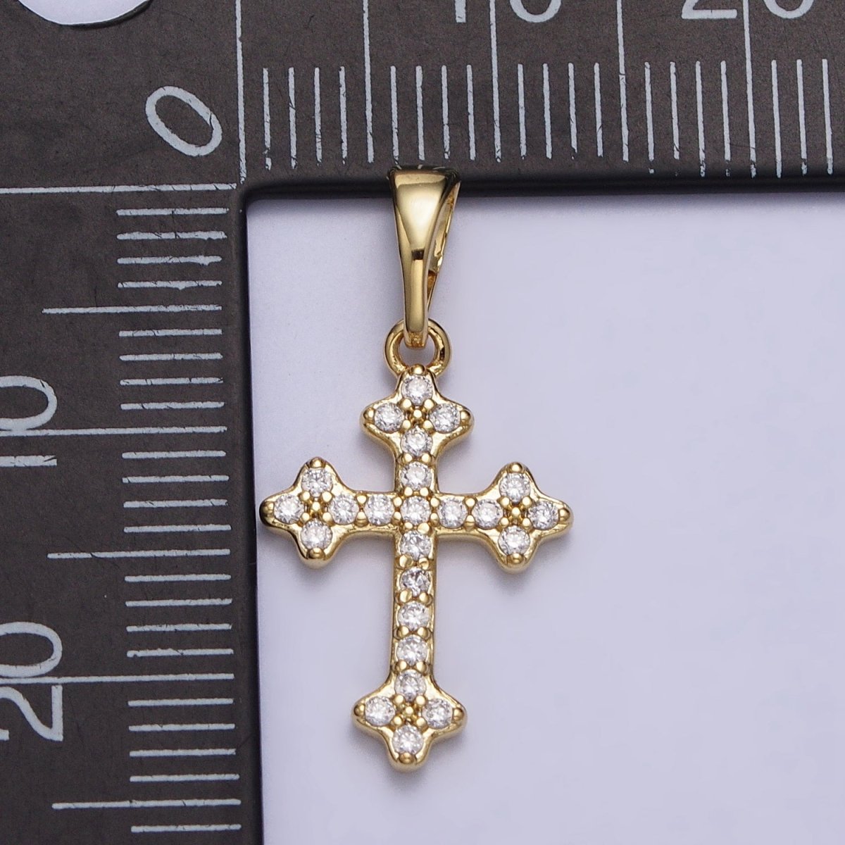 14K Gold Filled Religious Passion Cross Micro Paved CZ Pendant | AA037 - DLUXCA