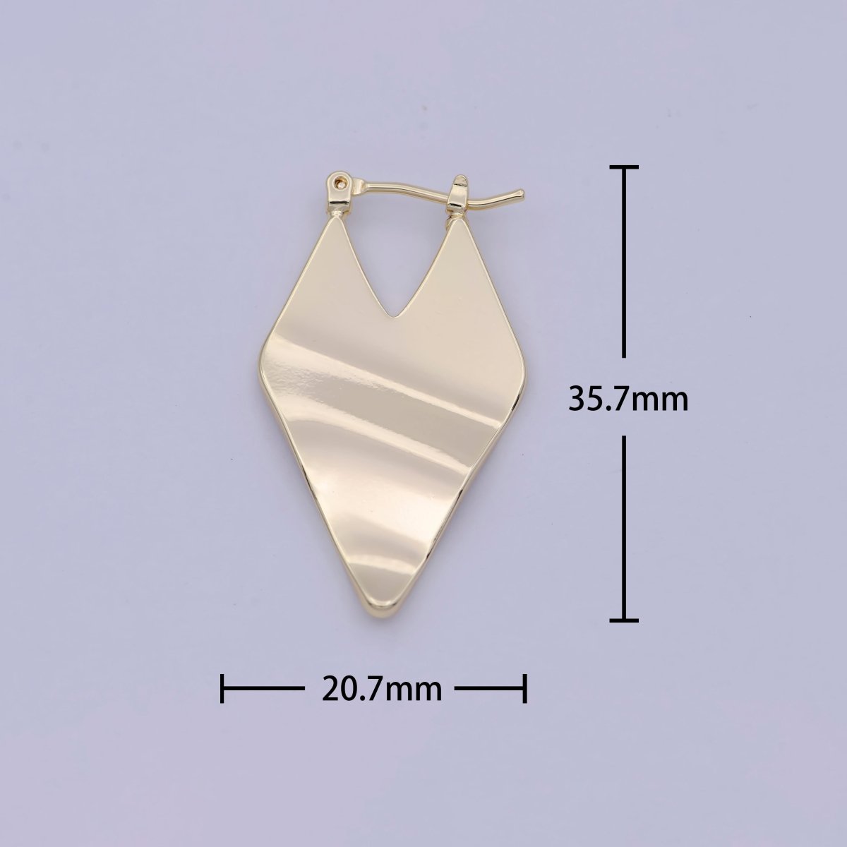 14k Gold Filled Rhombus Hoop Earring Gold Geometric Earring Minimalist Jewelry Modern Earring Hoop T-337 - DLUXCA