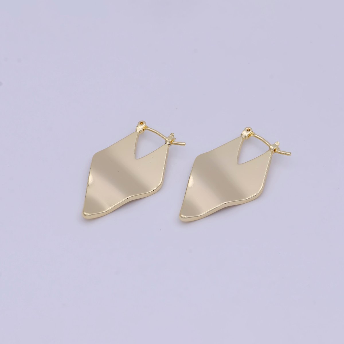14k Gold Filled Rhombus Hoop Earring Gold Geometric Earring Minimalist Jewelry Modern Earring Hoop T-337 - DLUXCA
