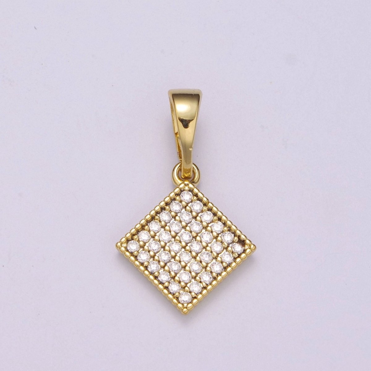 14k gold Filled Rhombus Pendant Dainty Micro Pave Diamond Charm for Necklace Bracelet Earring N-1409 - DLUXCA