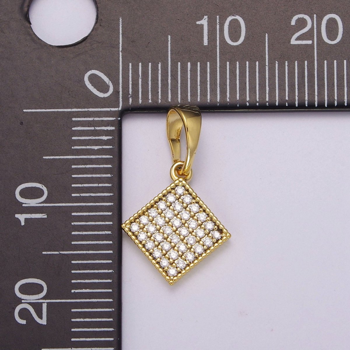 14k gold Filled Rhombus Pendant Dainty Micro Pave Diamond Charm for Necklace Bracelet Earring N-1409 - DLUXCA