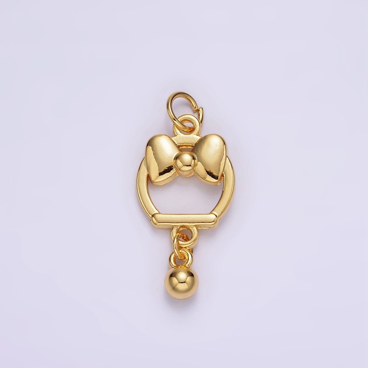 14K Gold Filled Ribbon Bow Open Round Drop Charm | AG407 - DLUXCA