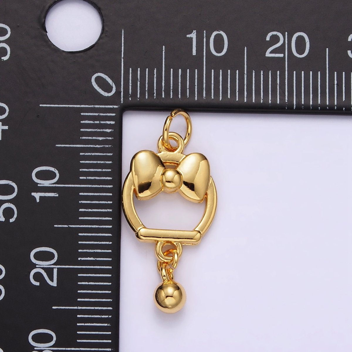 14K Gold Filled Ribbon Bow Open Round Drop Charm | AG407 - DLUXCA