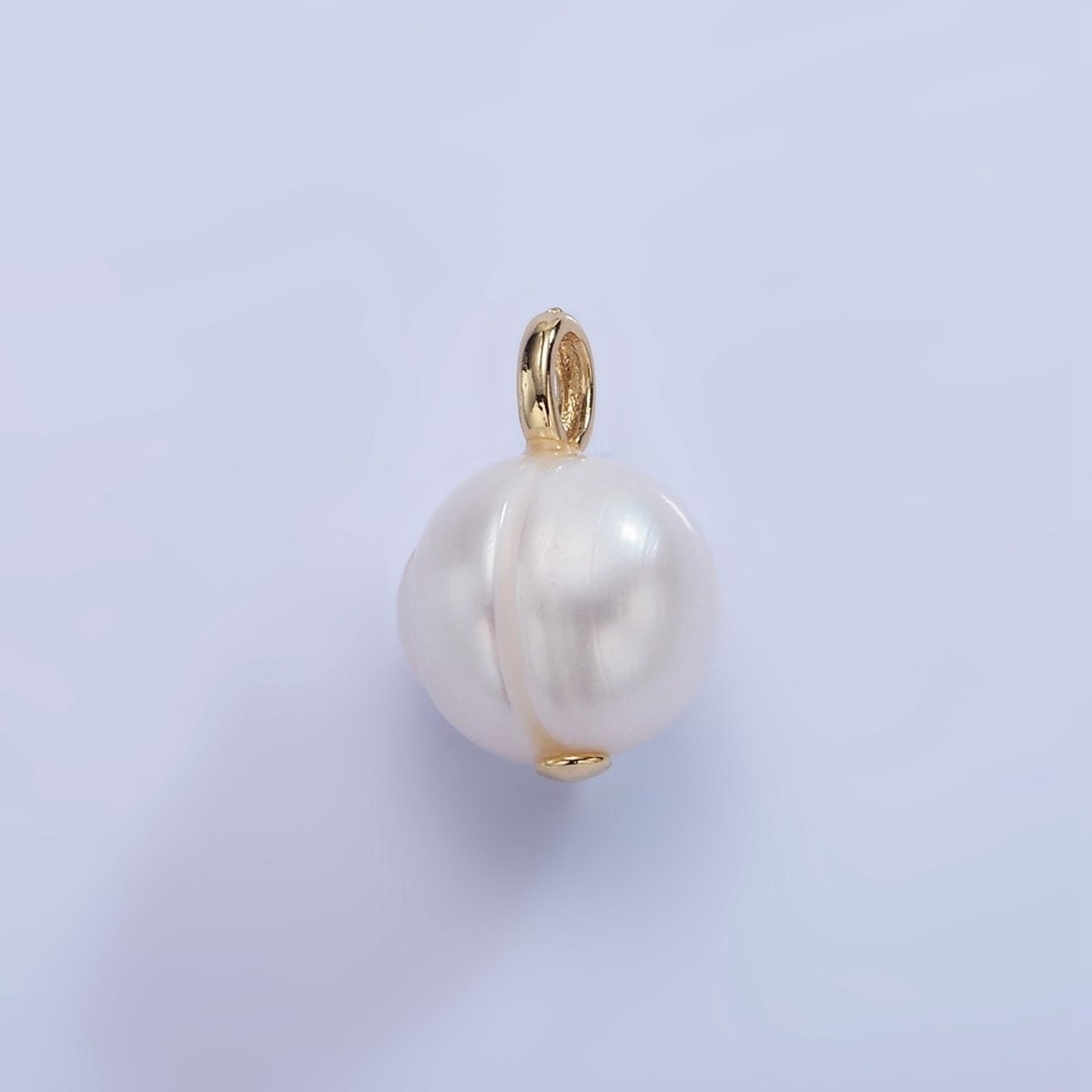 14K Gold Filled Ringed Freshwater Pearl Drop Pendant | P1707 - DLUXCA